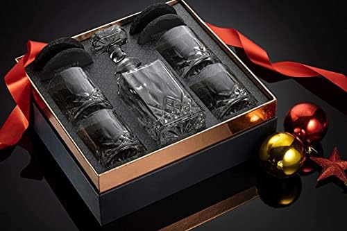 Miksološki dekanter za viski i stakleni Set za muškarce, kristalni Bourbon dekanter Set sa čašama od 10oz viskija