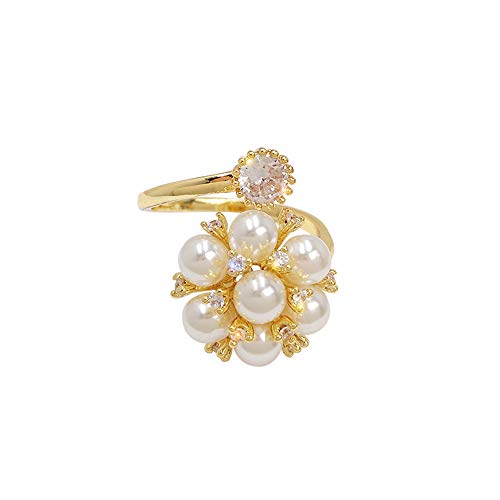 Aimimier Bridal pearl Flower indeksni prst prsten Vintage podesivi kristalni prsten prsten vjenčani nakit za