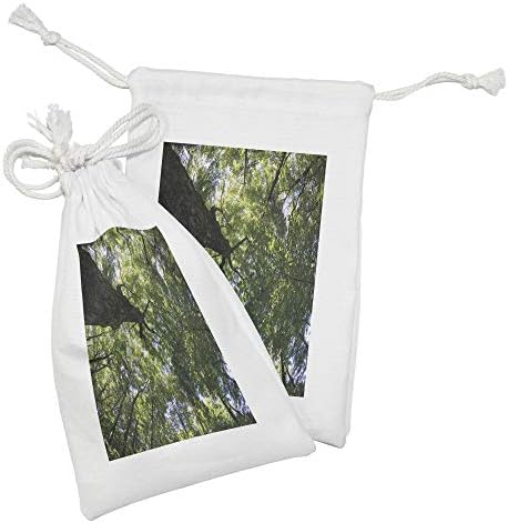 Lunarna šumska tkanina set od 2, ljeto stablo nadstrešnica zeleno lišće grane grane prirodne ekološke listove