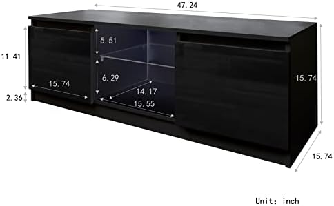 Achvac TV kabinet Crni TV stalak sa LED svjetlima
