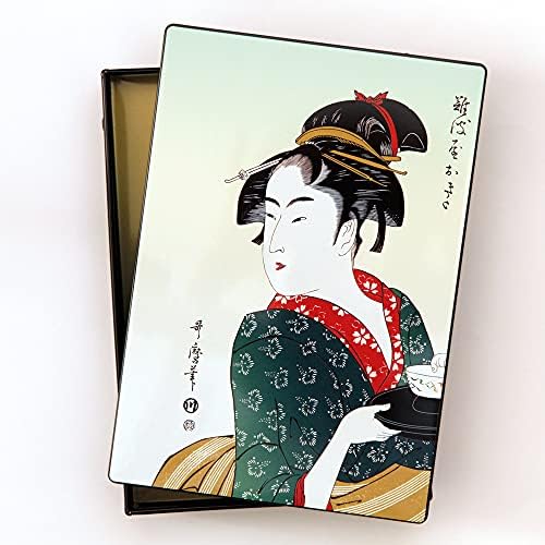 Japanski kanister [Ukiyoe-Japanska dama] kvadratna limenka iz Japana / japanski čaj KIMIKURA