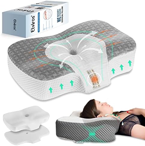 Elviros cervikalna Memory Foam jastuk za vrat za spavanje sa strane, konturni ortopedski jastuci za spavače na leđima i stomaku, podesivi ergonomski jastuk za ublažavanje bolova u krevetu, CertiPUR-US