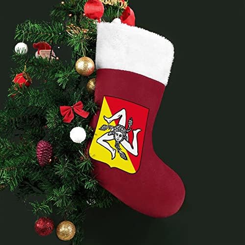 Grb Sicilije Trinacria Personalizirani božićni čarapa Xmas kamin Porodični zabava Viseće ukrase
