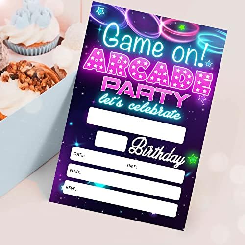 Pozivi za rođendan, retro video igre ukrasi, zalihe, arkadna igra stvarnost dječja teen rođendanske slavlje