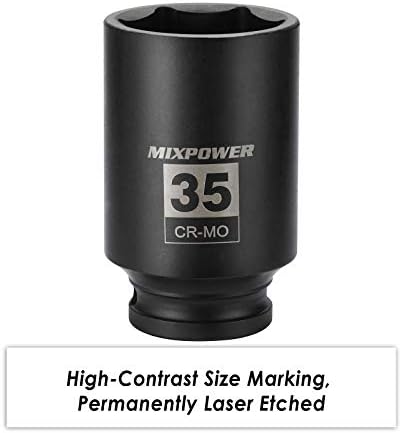 Mixpower 1/2 Drive Deep Impact Socket, CR-MO, 35 mm, METRIC, 6 tačaka, osovina Matica Impact Grade