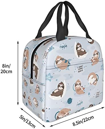 Slatka Sloth izolovana torba za ručak za žene muškarce za odrasle djecu plava svemirska Planeta višekratna