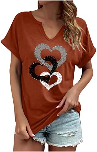 Majice za žene Plus veličina kratki rukav vrhovi ljeto Casual V vrat Tshirt Trendy Love grafički
