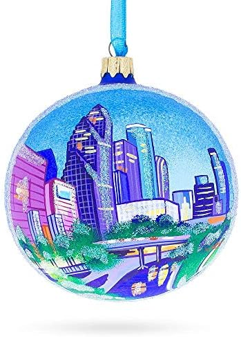 Houston, Texas Glass Ball Božić Ornament 4 Inča