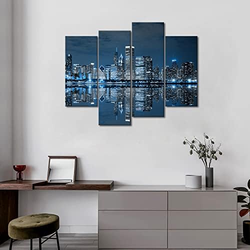 First Wall Art-Chicago Skyline Wall Art Painting Pictures Print On Canvas Blue City The Picture