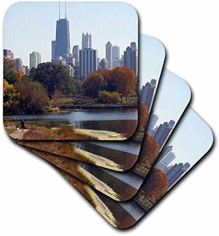3dRose cst_34519_4 Chicago u jesen - keramički podmetači za pločice, Set od 8 komada