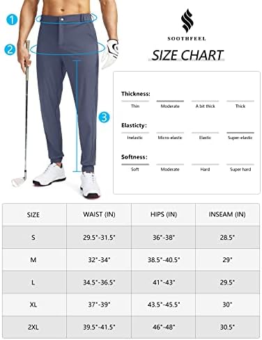 Soothfeel muške Golf Joggers hlače s 5 džepova uske rastezljive trenirke za trčanje putne haljine