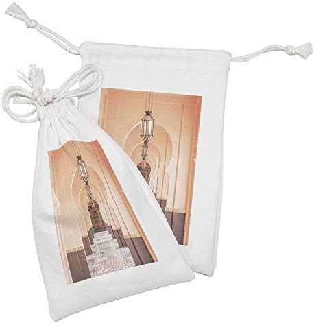 Ambesonne marokanska torba za tkaninu 2, Istočna arhitektura Tematska enterijera Fotografija hodnika Vista, male torbe za vuču za toaletne potrepštine maske i favorize, 9 x 6, breskva blijeda mauve taupe