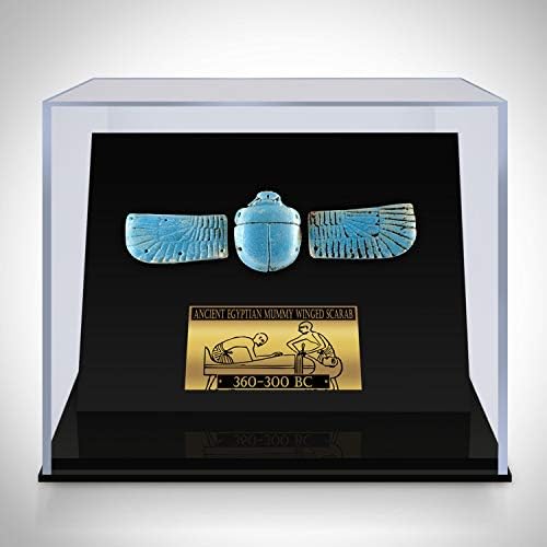 Drevni egipatski autentični plavi frience Finged Scarab 360-300 BC Muzejski prikaz