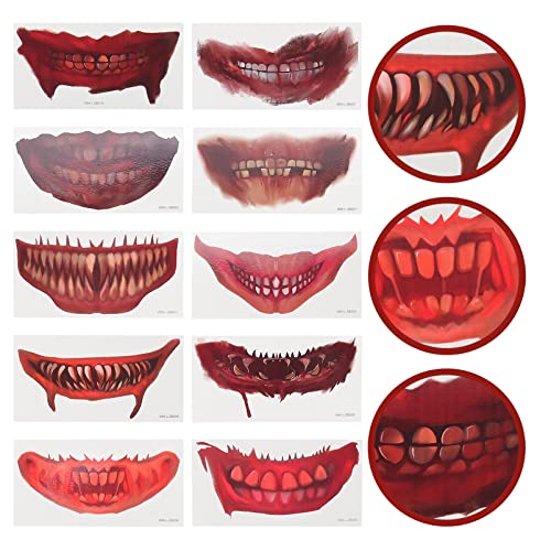 Fomiyes 30 listova Halloween usta tetovaže Halloween usta naljepnica za tetovaže Halloween Privremena