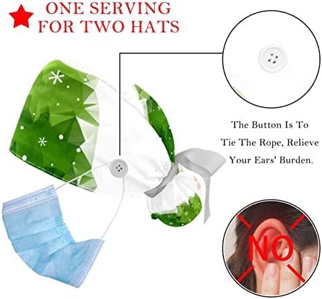 2 Pakirajte radne kape sa duksevima za žene, božićno zvono kugla luk sa zelenom pozadinom Ponytail