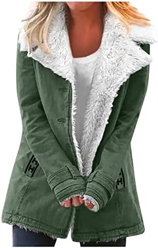 Jakna Fleece obložena gumb niz guste toplije zimske pamučne jakne sa džepovima