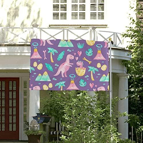 Vodenikolor Pink Dinosaurusi Zastave Dekorativni smiješni baneri za vanjske kuće za spavanje