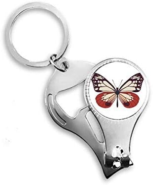 Leptir uzorak u blijedi ružičastim i crvenim noktima za nokteni prsten za ključeva za ključeva