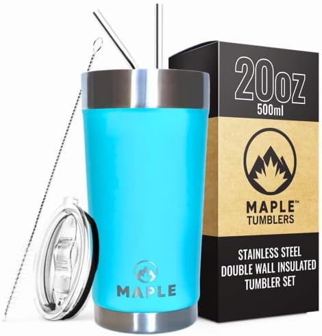 Maple 20 oz Tumbler | Vakuum od nehrđajućeg čelika izoliran sa set poklopcem i slamkom i slamkom