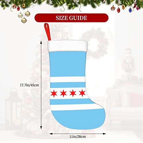 QG ZZX Chicago Zastava Stil Božićne čarape Xmas Čarape Kamin Viseća čarapa 18 inča Odmorsko dekoracija