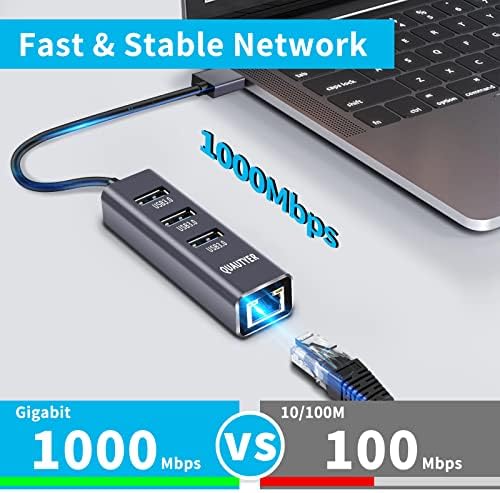 USB na Ethernet Adapter, QUAUTYER Ethernet na USB Adapter, Gigabit Ethernet Adapter prenosiva Ethernet mreža