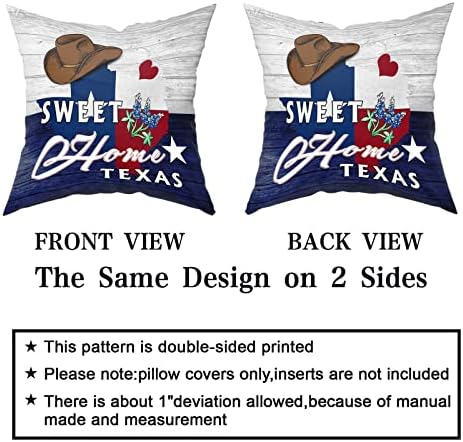 Dzglobal Texas Dekorativni jastuk pokriva zapadni kućni slatki teksasni jastuk za zastavu 18x18 set od 2