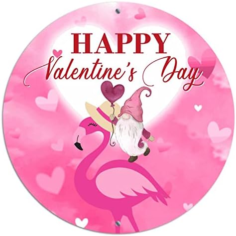 Okrugli metalni vijenac za Valentinovo potpisuje flamingo gnome ružičasti konktički angažman