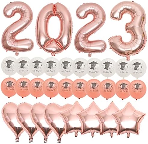 Didiseaon 5 setovi 2023 Diplomski baloni aluminijski film Rose Gold Dekorativni predmeti