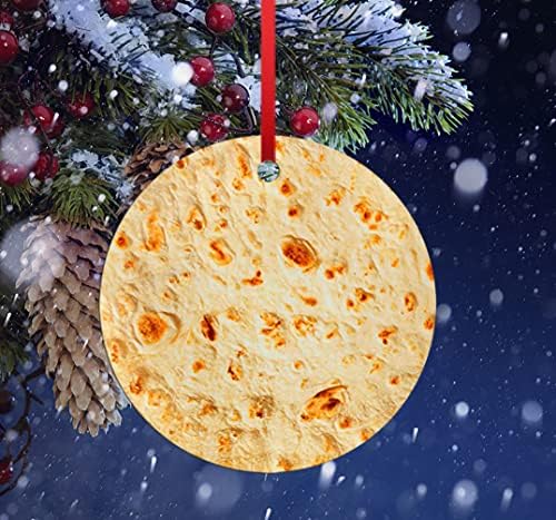 Burritos tortilja Božićni Ornament 2021 dvostrana smiješna realistična uspomena na hranu za viseće dekoracije