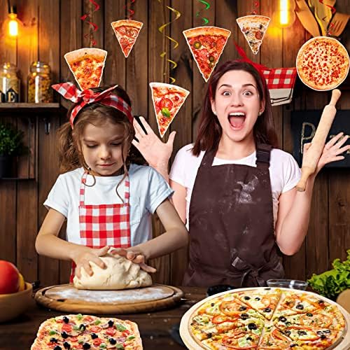 JHGCVX 35 kom Pizza Party Viseći kočove ukrase, tema za pizzu The Stropy Swirl Viseće ukrase za zabavu za pizzu,