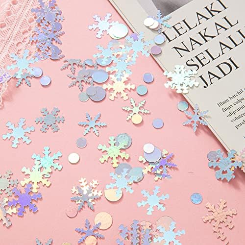Snowflakes Confetti ukrasi za zimsku dekoracije čudesne zemlje, srebrne snježne pahuljice točkice