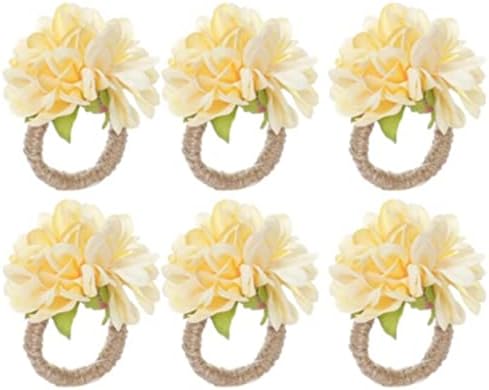 Mjwdp 6pcs ručnik sa cvijećem ručnike za salvete, držač za prsten sa salvetom Chrysanthemum za svadbenu