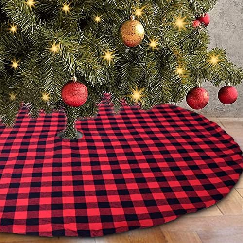 Lapogy božićna suknja 48 inča, božićne ukrase drvca, crvena i crna plairana bizona bizona božićna