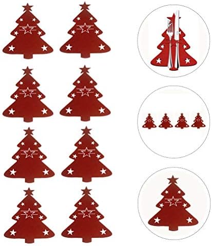 GALPADA Božić ukras 8kom Božić stablo pribor za jelo poklopac i viljuške torbe Božić Tabela torbica držač pribor