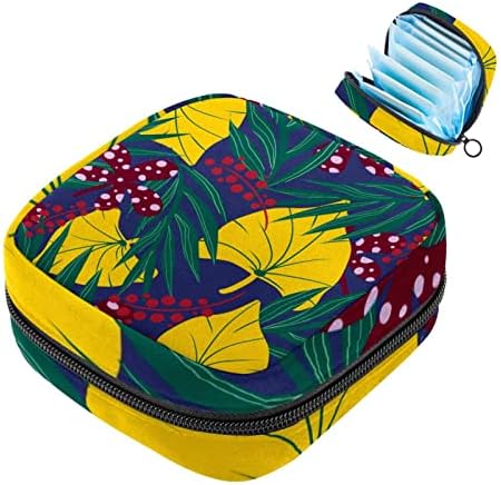Žute tropske biljke sanitarne vrećice za spremanje ubrusa, torba za menstruaciju Panty Liners Tampon Držač ženski proizvod sa patentnim zatvaračem za teen djevojke Žene dame