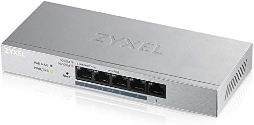 Zyxel 5-port Gigabit Ethernet web upravljani POE + prekidač | 4 x POE + @ 60W | VLAN podrška | Čvrsta metalna
