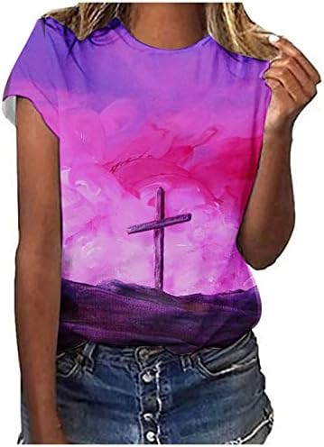 Kršćanske krmske košulje za žene Ljetne vrhove kravata Dye Crewneck Tunika TEES kratkih rukava majica Grafički