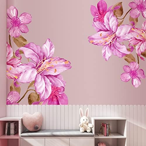 Giant ružičasti cvjetovi zidne naljepnice Lily cvjetne zidne naljepnice DIY uklonjivi veliki breskvi