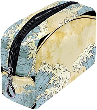 Toaletna torba, putna kozmetička torba za žene za žene muškarci, japanski vintage Art okean valovi