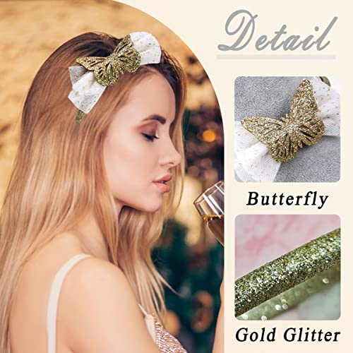 Totelux Gold Butterfly Headband Glitter Bow Hair Band Women Girls Hair Accessories za rođendansku