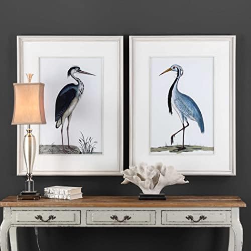 My Swanky Home Set 2 Obalna Čaplja Zid Art Prints / Ptice Audubon Vintage Style Drveni Okvir