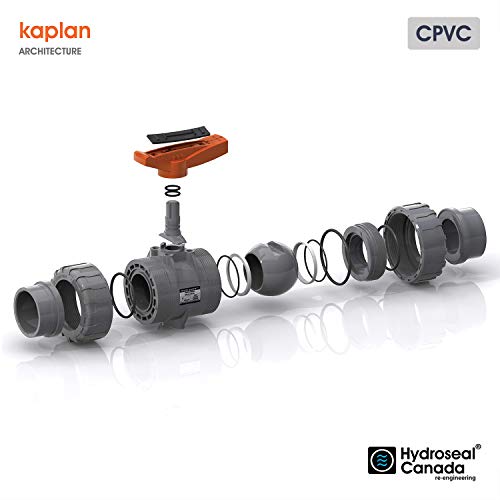 Hydroseal Kaplan 3/4 CPVC True Union Ball ventila sa punim priključkom, ASTM F1970, EPDM O-prstenovi i reverzibilna PTFE sjedala