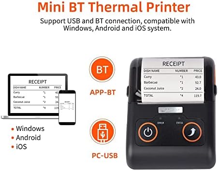 XXXDXDP prijenosni štampač računa 58mm termalni štampač mobilni POS štampač USB BT veza kompatibilan