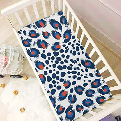 Alaza Leopard Print Cheetah Plavi i crveni listovi krevetića ugrađeni bassinet list za dječake Djevojke za djecu,