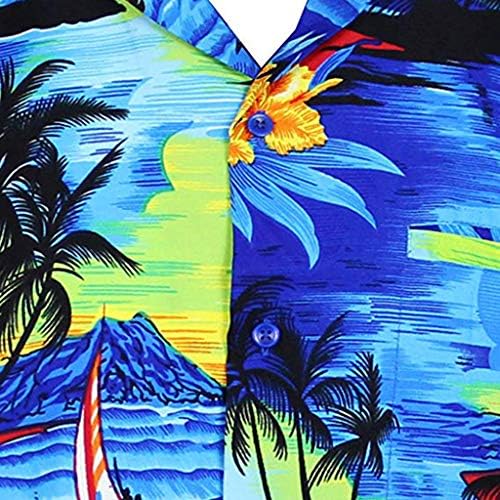 ICJJL 2021 Funky Hawaiian majica za muškarce kratki rukav palminski stablo prednji džep luau aloha plaža