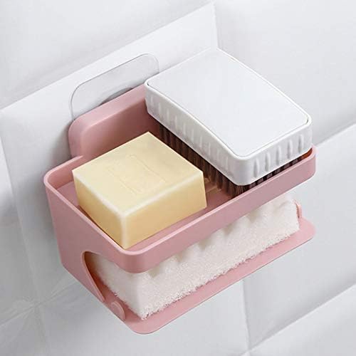 Xjjzs ružičasta kupaonica police Dvoslojni nosač za odvod za odvod za lap sapun, zidni sapun bez probijanja