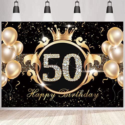 Withu Zlatna Crna 50. rođendan pozadina sjajni dijamanti baloni muškarci žene 50 pedeset godina stara