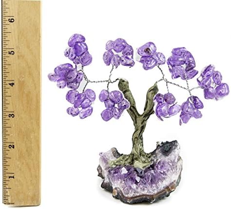 Beverly Hrast naplaćeni iscjeljivačkim kristalima Bonsai Tree na sirovom ametistu kristalno bazi ~