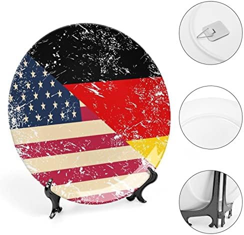 American i Njemačka Retro zastava Dekorativna ploča okrugla keramička ploča koštana ploča sa postoljem
