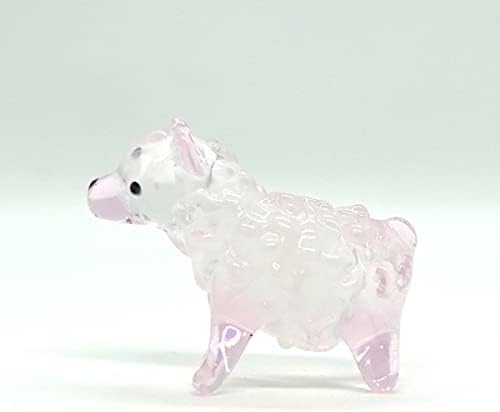 Sansukvai rijetke ovce minimalističke minijaturne životinje puhala staklena umjetnost Kolekcionarski poklon kuća Dekor, ružičasta